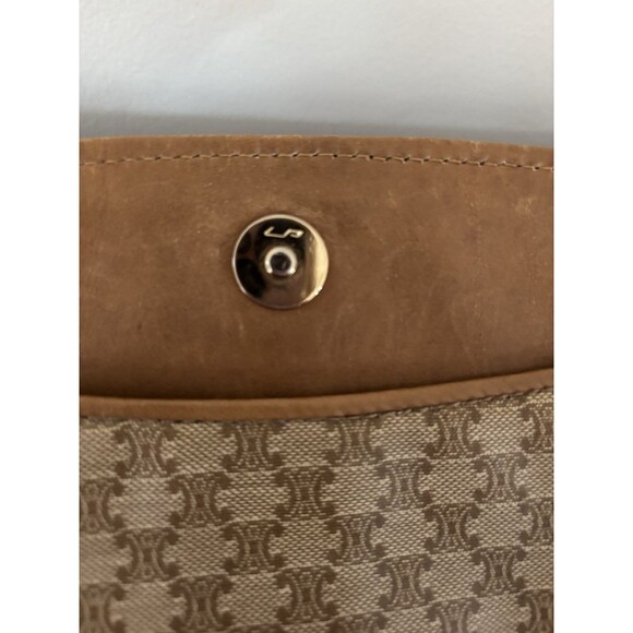 Celine Vintage Macadam Triomphe Canvas & Leather Clutch Bag Authentic Classic - Picture 10 of 14